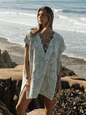 Light Sage Lace-Up Women’s Swim Cover-Up Tunic